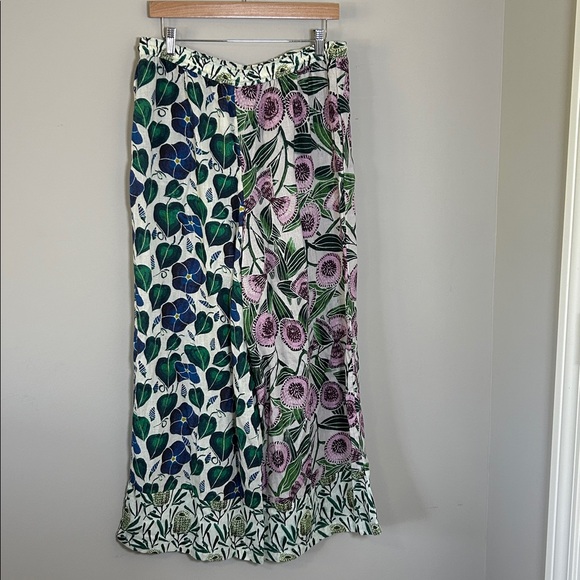🌴Anthropologie Floral Wide-Leg Pants in Blue, Green, Pink - Picture 8 of 16